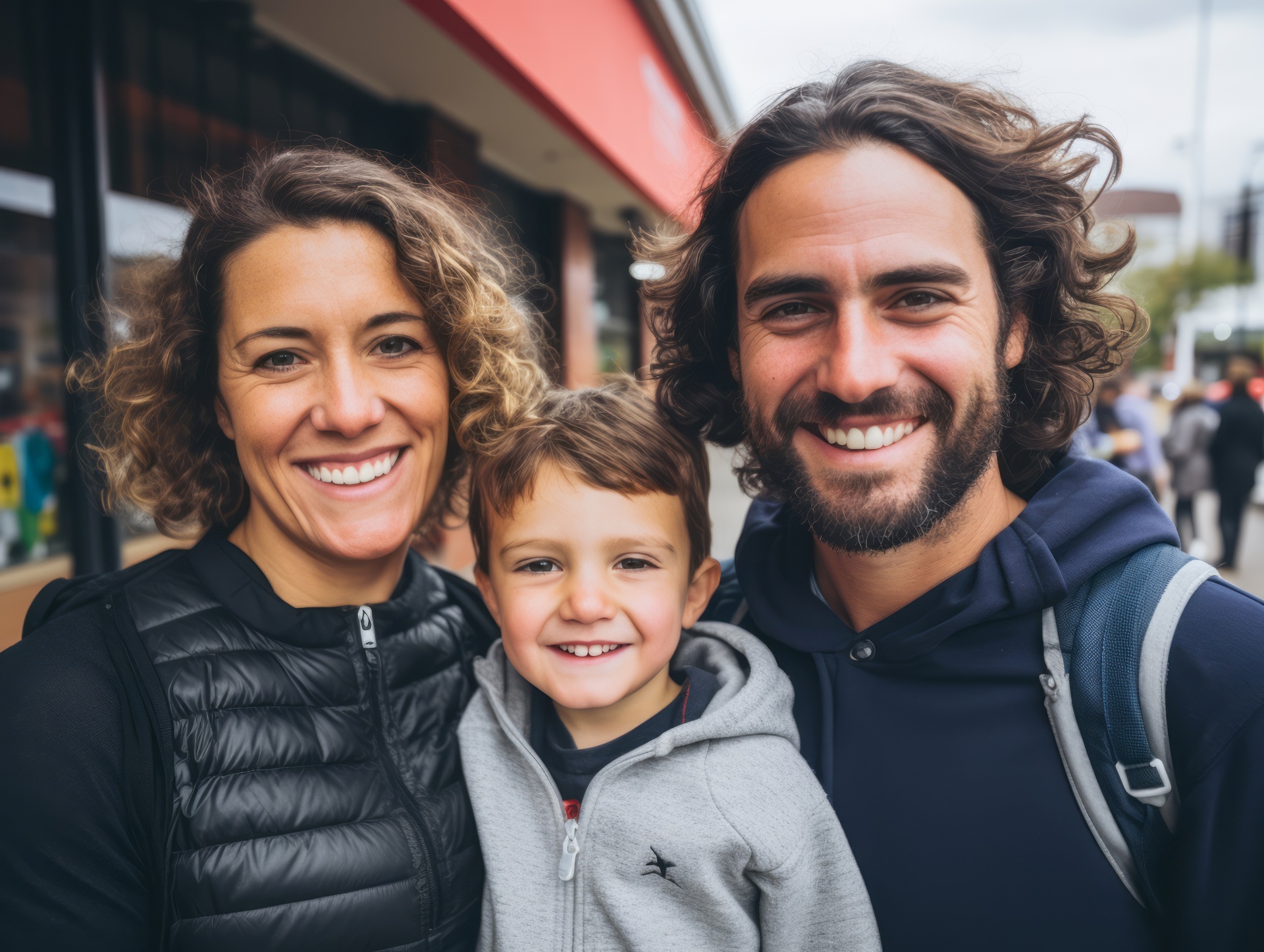 Happy family protected by trauma insurance